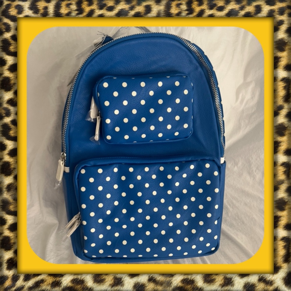 👑✅PRICE FIRM✅Large Blue Polka Dot Backpack